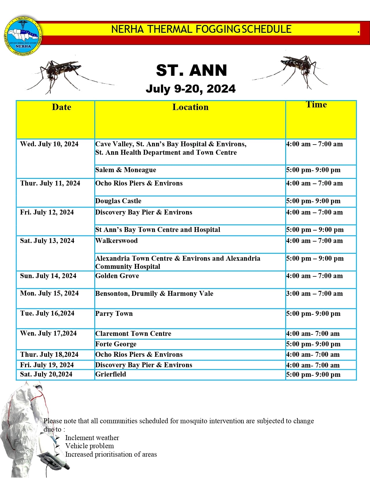 St Ann schedule